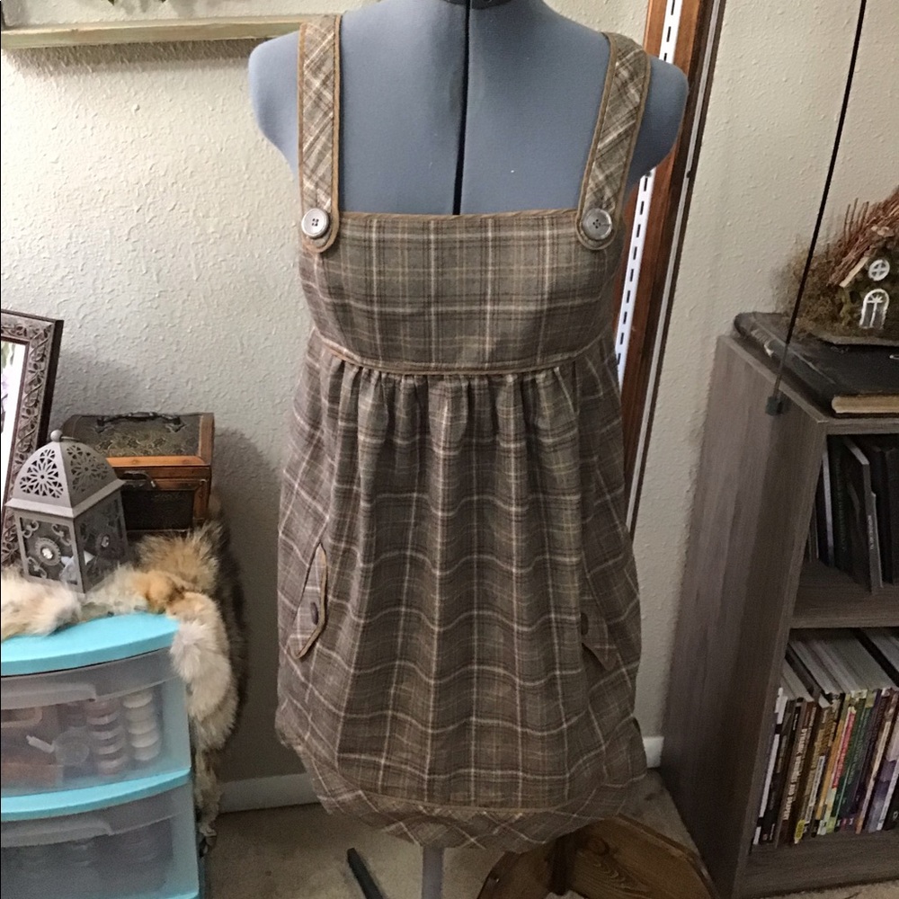 Plaid Jumper Dress with Pockets